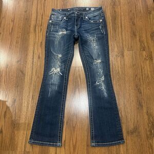 Miss Me Bootcut Jeans Womens 28 Slim Boot Embroidered Distressed 30x30